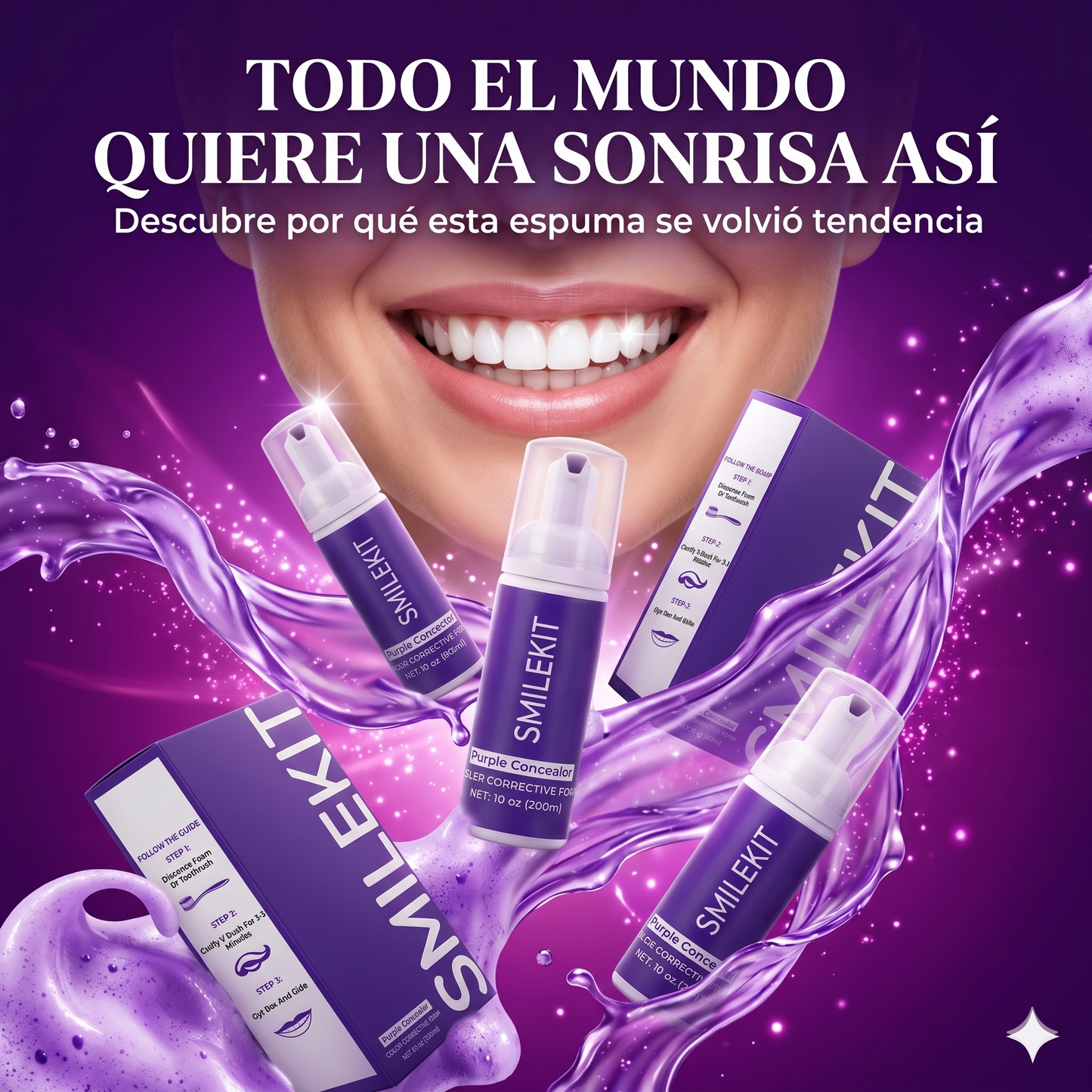 Smilekit Espuma Morada Blanqueadora – Dientes Blancos Sin Sensibilidad